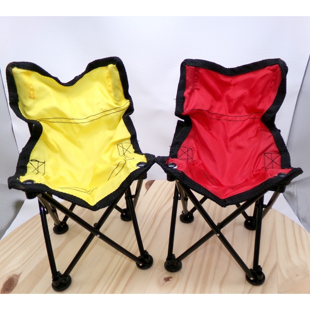 Battat Folding Outdoor Camp Chairs for 18" Dolls Red and Yellow 11.5"